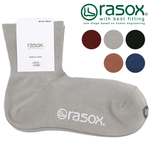 ラソックス rasox ファインクール・ミッド [CA221LC01] メンズ・レディース 靴下 日本製 ロークルーソックス 【メール便可】